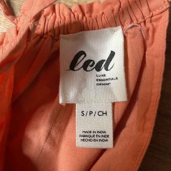 Luxe Essential Denim Pink Split Neck Split Sleeveless Ruffle Waist Tiered Dress - Picture 6 of 6